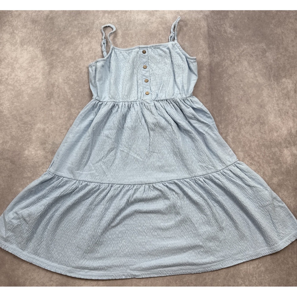 Roxy Women's Sz L 10 Short Summer Sun Dress Cover‎ Up Blue Stretch Lightweight